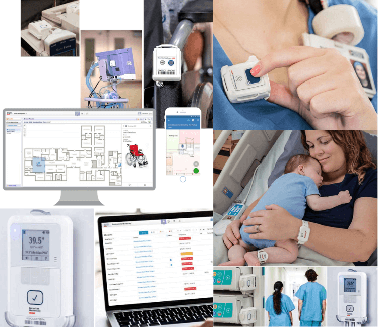 Integrated healthcare security systems with infant protection, fall alerts, and staff tracking