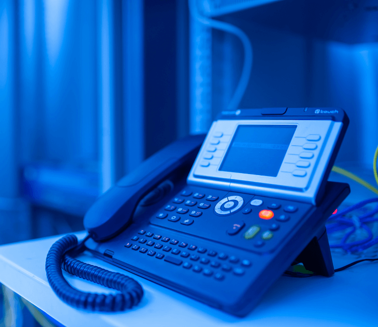 IP-PABX telephone system setup with VoIP handsets and network integration