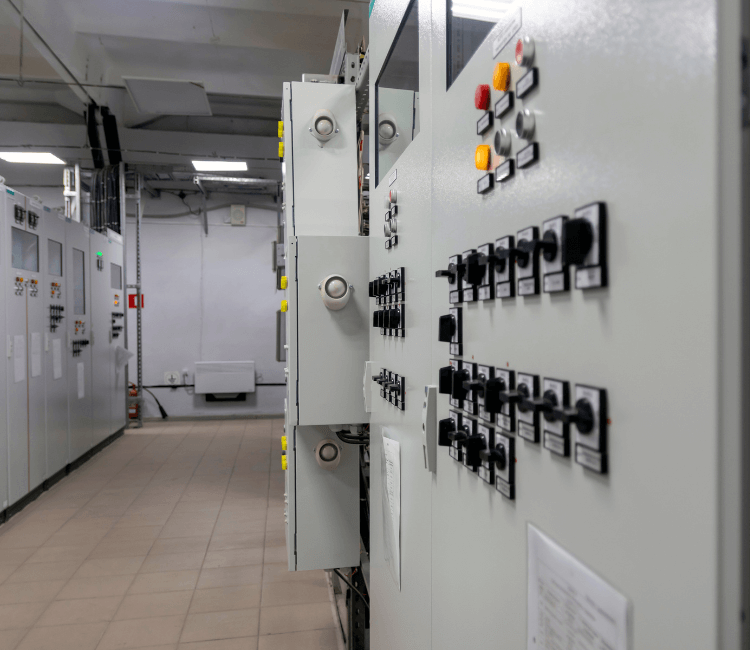 Medium and low voltage switchgear systems with Schneider, ABB, and Siemens panels installed by ZAJCO SA in an industrial facility.